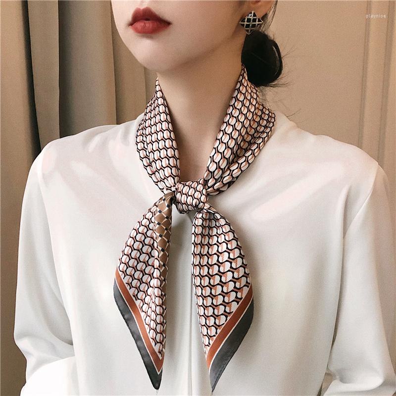 

Scarves Spring Autumn Euro Women Silk Neckerchief Print Small Shawls Imitation Scarf For Handkerchiefs Hair 70X70CM