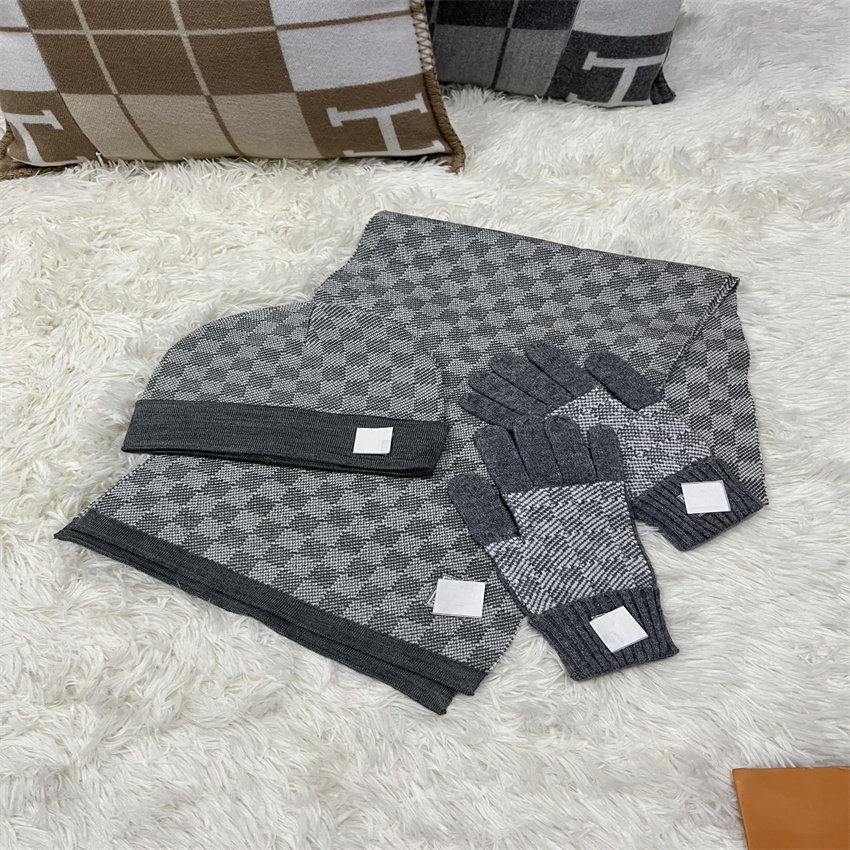 

2022 Gloves Sets Scarves Sets Women mens knitted Scarf and Hat Set Winter Warm Hats Beanie for men With