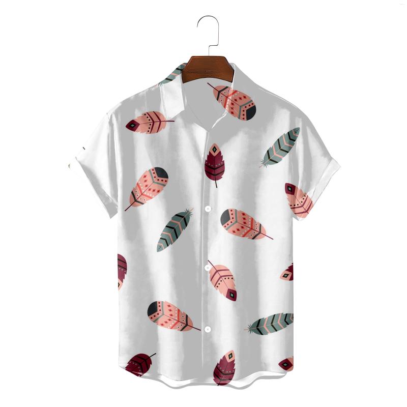 

Men' Casual Shirts Summer Cosy Men Hawaiian Shirt Fashion Beach Feathers Blusas Camisa Masculina Ropa Hombre Button Up Blouses, Csdw1018
