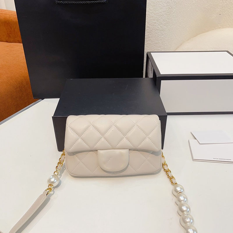 

Pearl Accessories Women Luxury Designer Crossbody Bag Matelasse Chain Leather Quilted Mini Classic Flap Shoulder Bag Portable Clutch Suitcases Fanny Pack Purse, Black