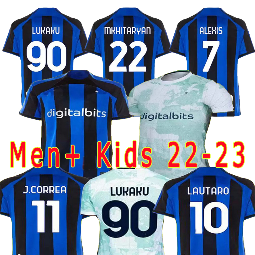 

2022 2023 soccer jersey football shirt Top BARELLA DZEKO INTERS LAUTARO MILANS LUKAKU ERIKSEN SKRINIAR VIDAL BROZOVIC 22 23 uniforms men kids kits sets, 22 away kids kit