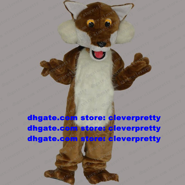 

Brown Long Fur Wolf Mascot Costume Coyote Jackal Dhole Fox Adult Character Outfit Suit Department Stage Performance zx19, As in photos