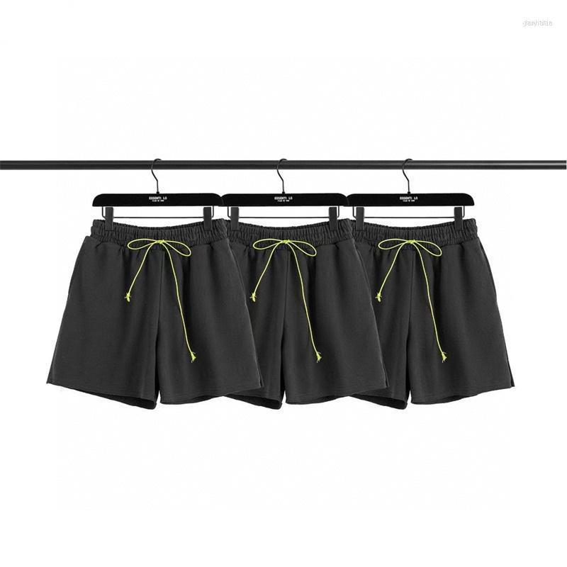 

Men's Shorts Men's Fluorescent Green Drawstring Askyurself Knife Cut Damaged Hem Mens Washed Old Loose Version Male ShortsMen's, Black