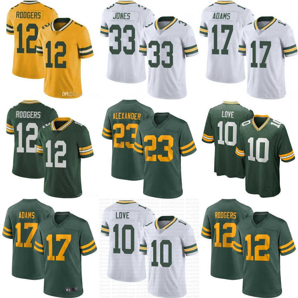 

Football Jerseys stitching Men youth Green Bay''Packers''Jersey 12 Aaron Rodgers 23 Jaire Alexander 17 Davante Adams 33 Aaron Jones, Color