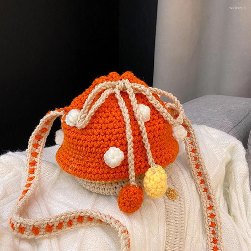 

Evening Bags DIY Mini Women's Knitted Handbag Fashionable Mushroom Shaped Strap Bag Leisure Wallet, Green