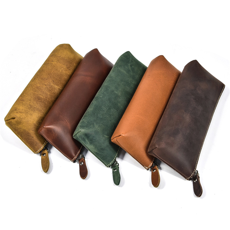 

High End Leather Pen Bag Handmade Pencil Bags for Boys Men Adult Stationery 1223572