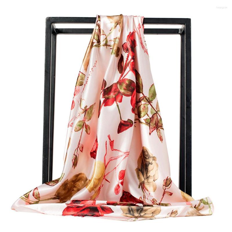 

Scarves Silk Scarf Female 90cm Square Headscarf Soft Shawl Muslim Women Office Ladies Muffler Foulard Beach Bandanna Hijab FJ170