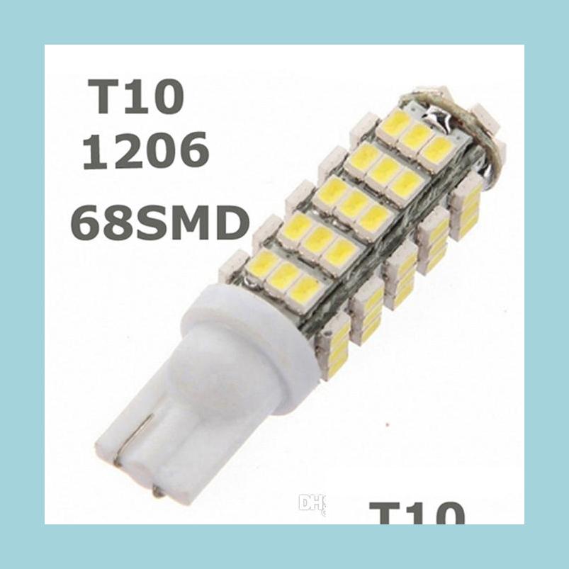 

Car Bulbs 20X T10 68Led Bb 1206 68 Smd Led Car 68Smd 1206/3020 W5W 194 927 161 Side Wedge Light Lamp For License Plate Lights Drop D Dhxyo
