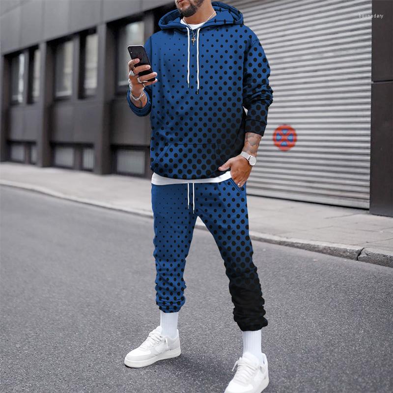 

Men' Hoodies Autumn And Winter Dots Printing Men Tracksuit Sportswear Long-Sleeve Sweatshirt Sweatpants Men' Clothing Oversized