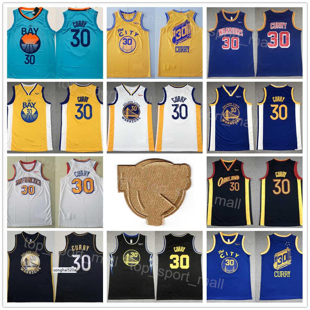 

jersey Men The Finals Patch Basketball Stephen Curry Jersey 30 Retro Team Black Navy Blue White Yellow Color Away Breathable Pure''n