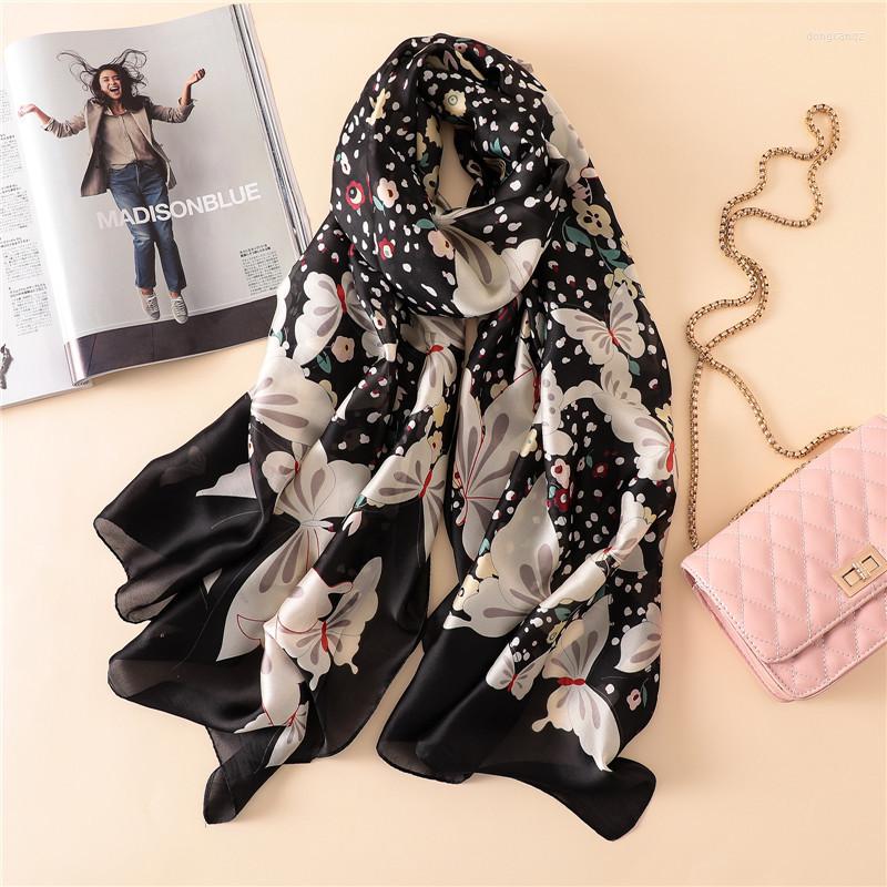 

Scarves KOI LEAPING Summer Woman Fashion Butterfly Feather Printing Long Scarf Headscarf Mature Girl Gift