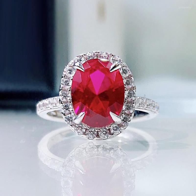 

Cluster Rings 925 Sterling Silver Dove Egg Shape 7 9MM Ruby Gemstone Wedding Engagement Vintage Ring For Women Gift Bands Fine Jewelry