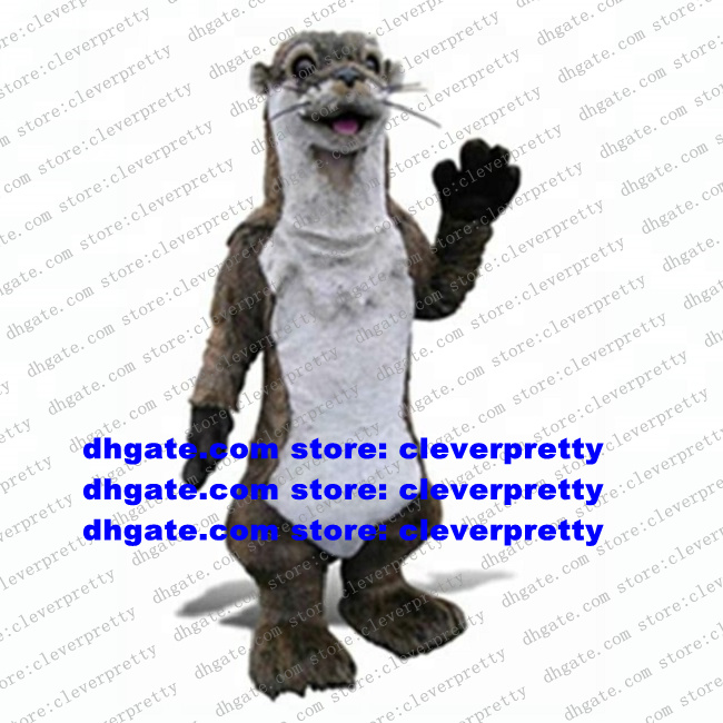 

Brown Long Fur Mascot Costume Otter Lutra Marten Ermine Sable Ferret Mongoose Beaver Meerkat Fursuit Adult Wearable Social zx634, As in photos