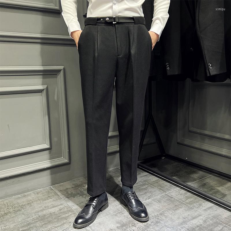 

Men's Suits Winter Men's Thickened Slim Pants Fashion Business Casual Elastic Trousers Fit Version Good Quality Large Size, Black