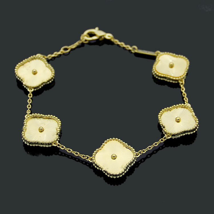 

charm bracelets designer jewellery VC Four Leaf Clover Four-leaf flower full diamond buckle heart butterfly gold texture multifaceted bracelet 18K gold 925 silver