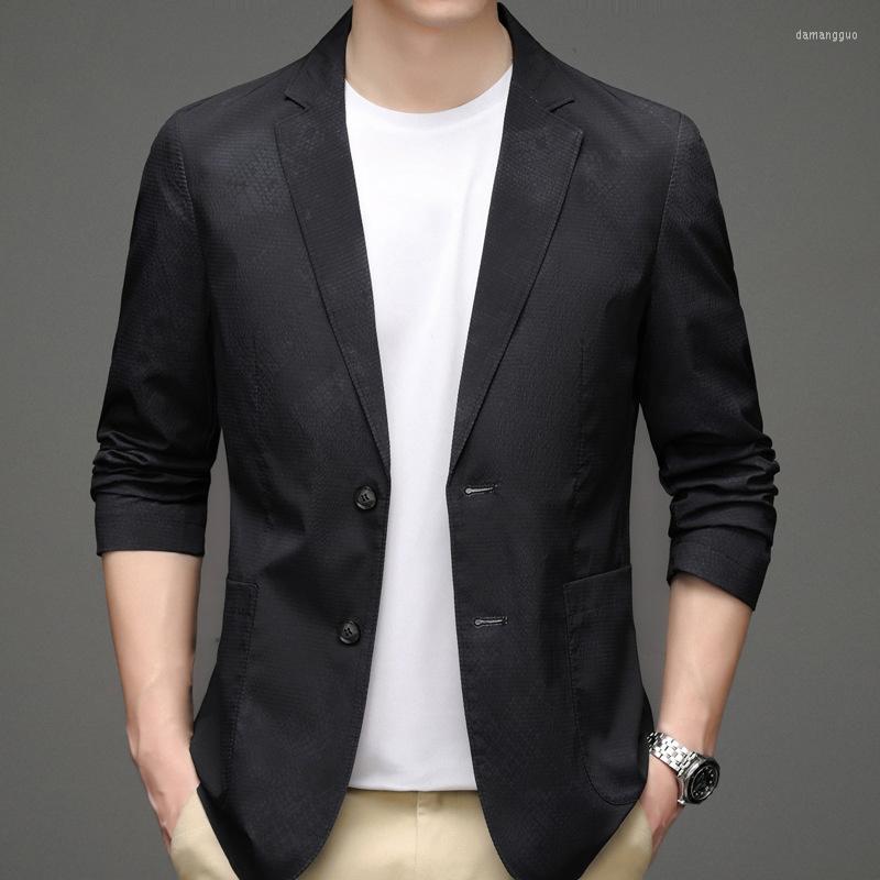 

Men's Suits Digital Printing Blazer Men Top Single Breasted Casual Slim Fit Suit Business Outwear Elegant Summer Spring Coat 2023 Korean Fad, Black