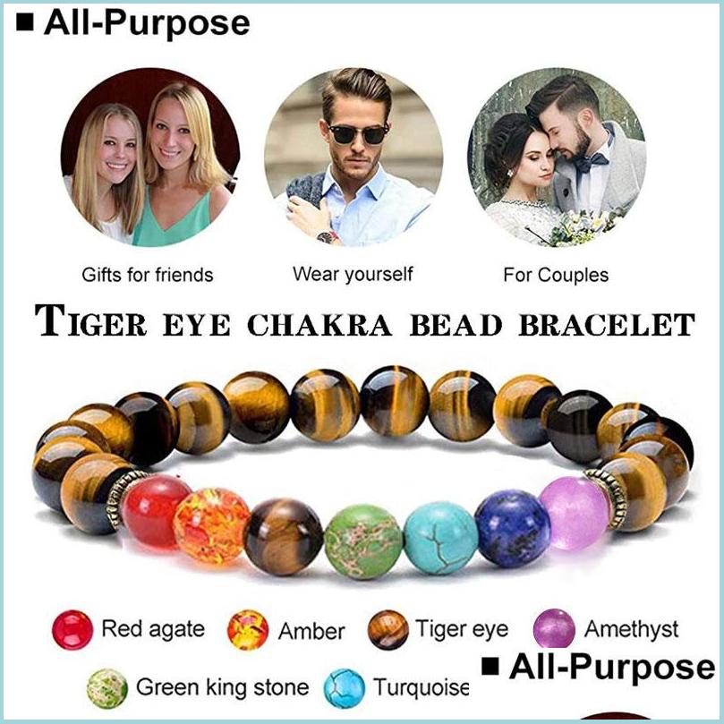 

Beaded 7 Chakra Healing Bead Bracelet Natural Stone Pendant Nce Bracelets For Women Men Reiki Yoga Jewelry Drop Drop Delivery Dhnqh
