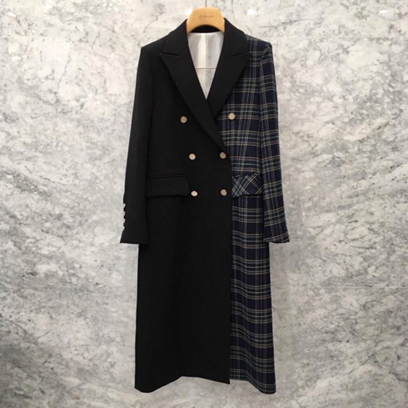 

Women' Suits Blazer Women Clothing Korean Plaid Stitching Ladies Trench Coat Jackets Casual Suit Jacket Mid-length Female Blazers Lq956, Picture color