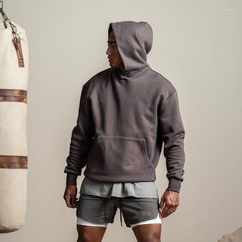 

Men's Hoodies Men Sweatshirt Autumn Hoodie Sports Fitness Pullover Cotton Loose Oversized Sportswear Gym Running Training Elastic Jacket, White