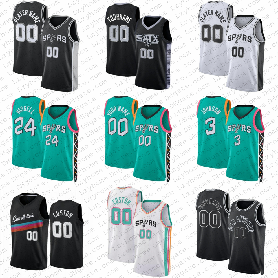 

Victor Wembanyama Manu Ginobili Custom Basketball Jerseys San Antonios Keldon Johnson Spur Tim Duncan Jeremy Sochan Blake Wesley 2023 City Poeltl Devin Vassell, Mens