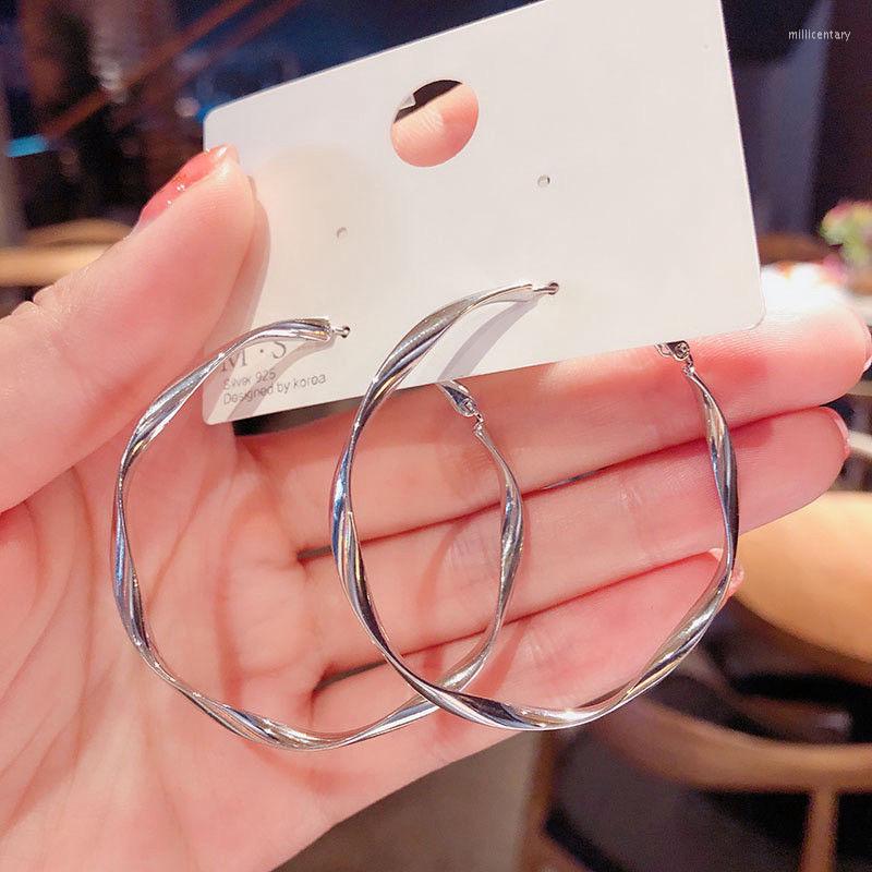 

Hoop Earrings BLIJERY Personality Silver Color Big For Women Brincos Fashion Jewelry Twisty Circle Boucles D'oreill
