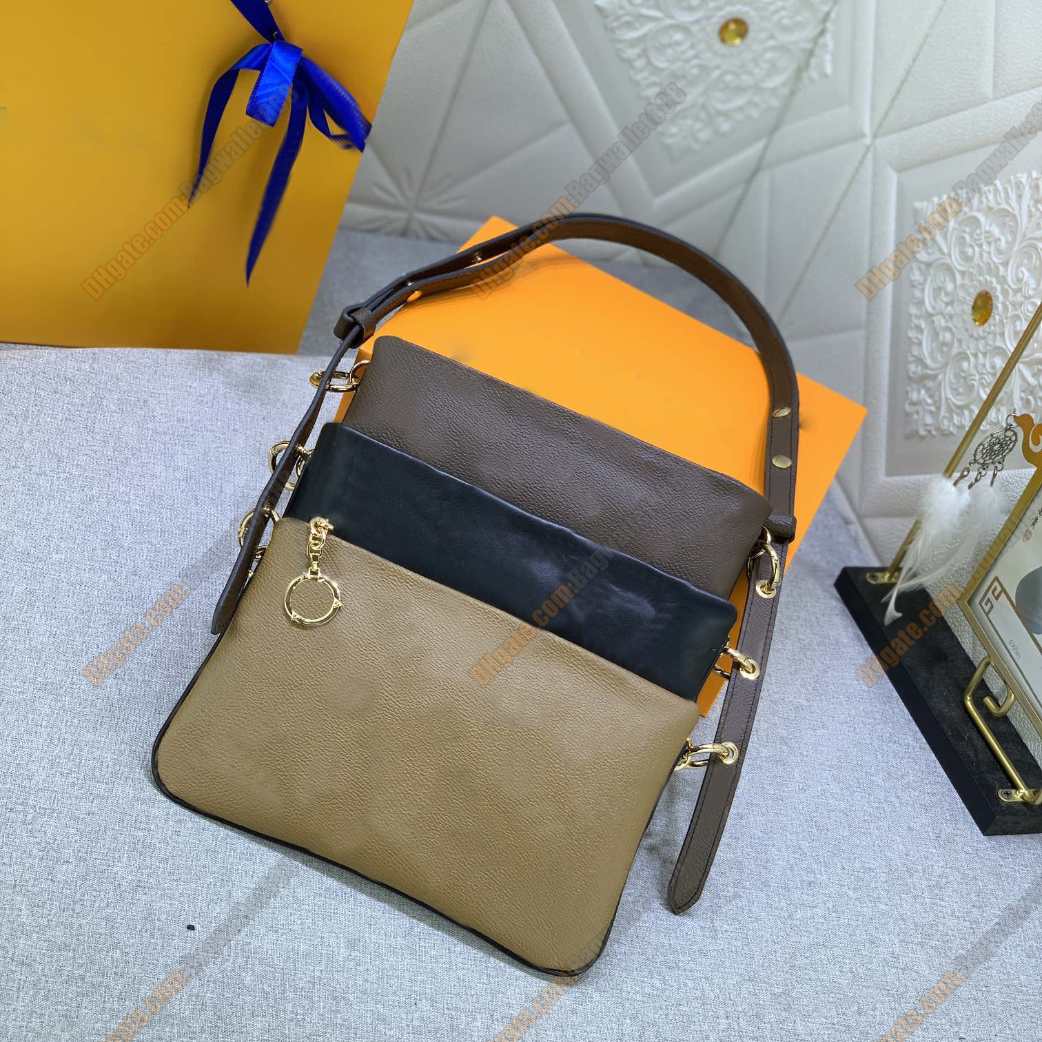 

Fashion Handbag Small Women Bags Canvas Leather FlOWER Shoulder Messenger Bags Wallet 3pcs Zipper Pouch Handbags Detachable Adjustable Strap Ladies Clutch Bolsas, Brown