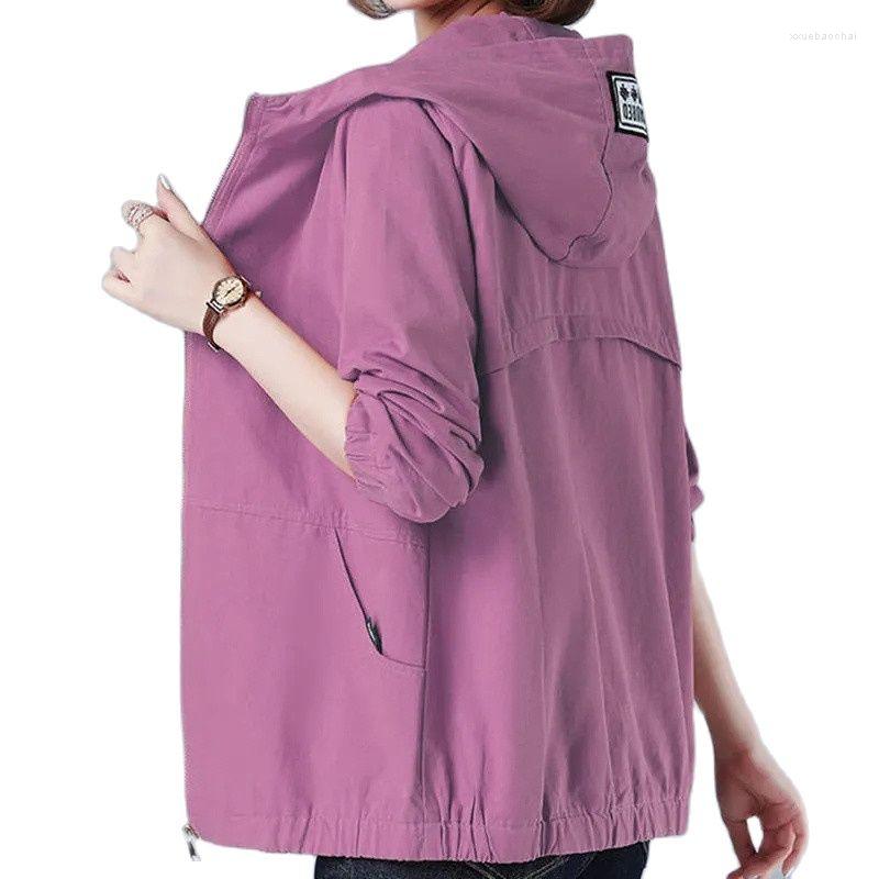 

Women's Trench Coats 2022 Fashion Thin Women Jacket Spring Autumn Casual Hooded Female Windbreaker Middle-aged Mother Outwear Coat 6XL H32, Purple