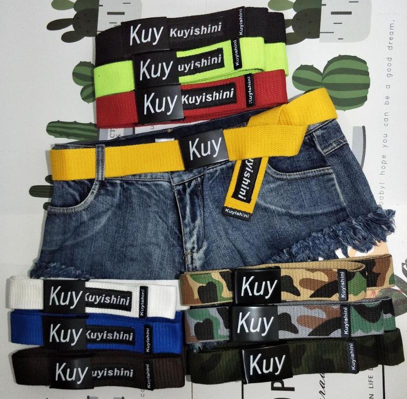 

Belts Summer Female Casual Metal Buckle Wide Men Jeans Belt Woman Ladies Nylon Straps Ceinture Black Red, White