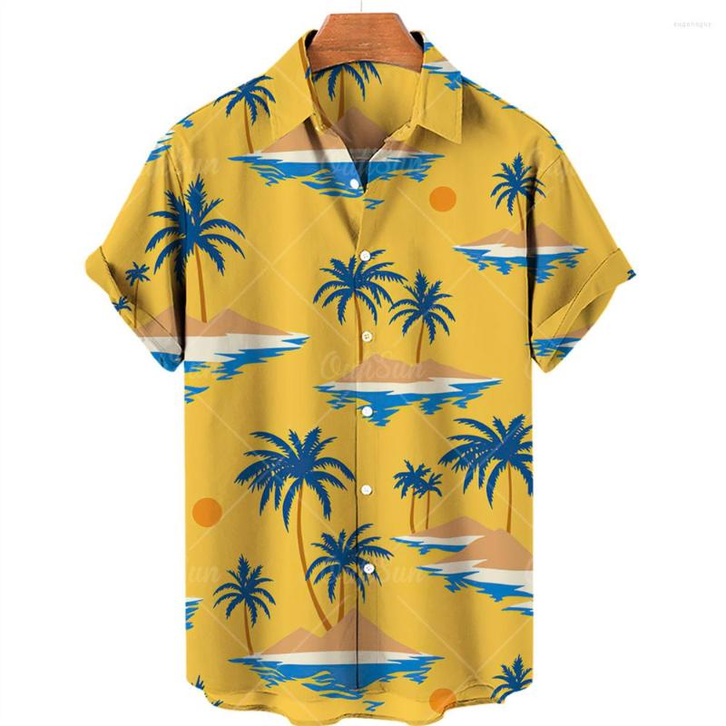 

Men's Casual Shirts Oversized Men's Hawaiian Shirt Coconut Tree 3D Print Plus Size Beach 5XL, Zm-2997