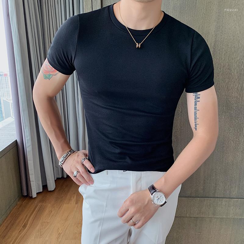 

Men's T Shirts 2022 Solid Slim Fit T-shirt Business Casual Simple Round Neck Short Sleeve Shirt Bottom Fitness Oversize 4XL, Gray