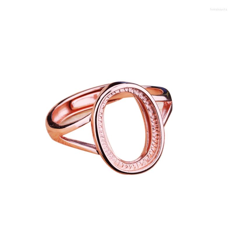 

Cluster Rings 925 Sterling Silver Women Wedding Ring 10x14mm Oval Cabochon Semi Mount Amber Turquoise Opal Setting Wholesale