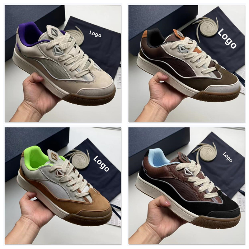 

Women's Shoes Genuine Leather Patchwork Mesh Thick Sole Lace up Casual Walk Sneakers Luxury Fashion Designer, Shoe box