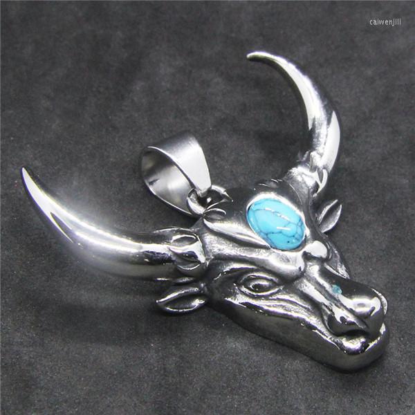 

Pendant Necklaces Bull Head Man 316L Stainless Steel Fashion Men Stone