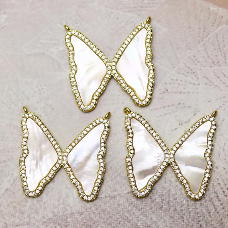 

Pendant Necklaces 5Pcs White Shell Butterfly Jewelry Zircon Charms Pendants Handmade Women Accessories 7320