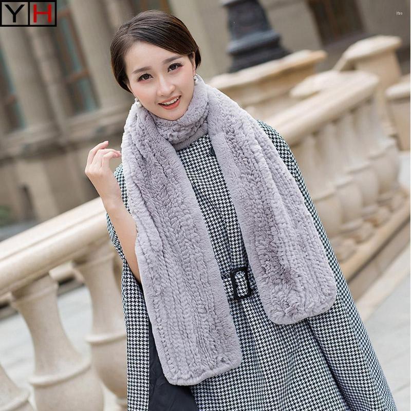 

Scarves Winter Women Real Fur Scarf Men Rex Natural Long Warm Muffler