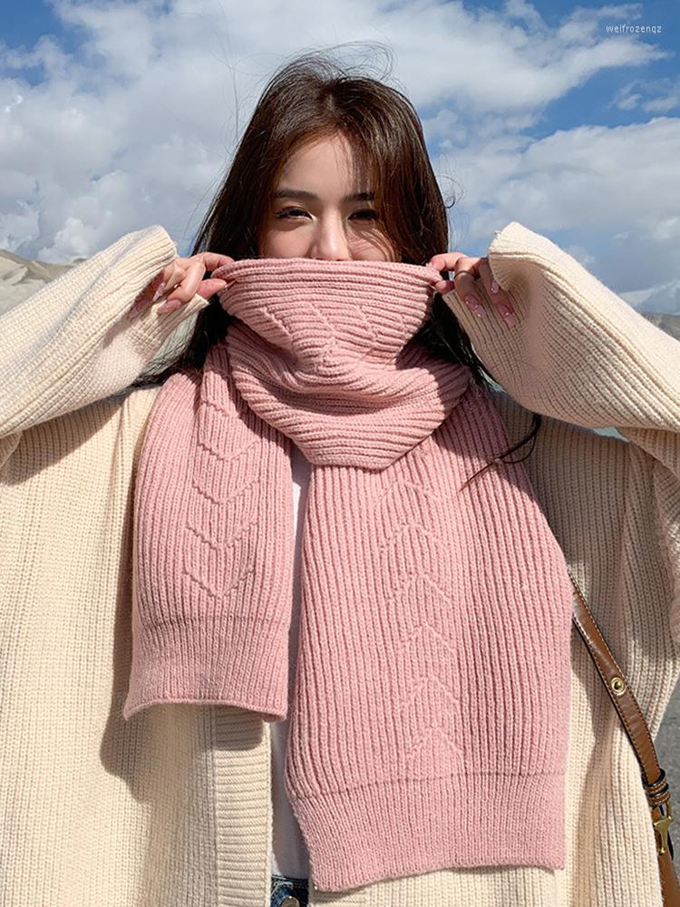 

Scarves Winter Knitted Imitation Cashmere Scarfs Ladies Women Solid Scarve Pashmina Mujer Female Stoles Foulard Bufanda Long Wrap Shawls