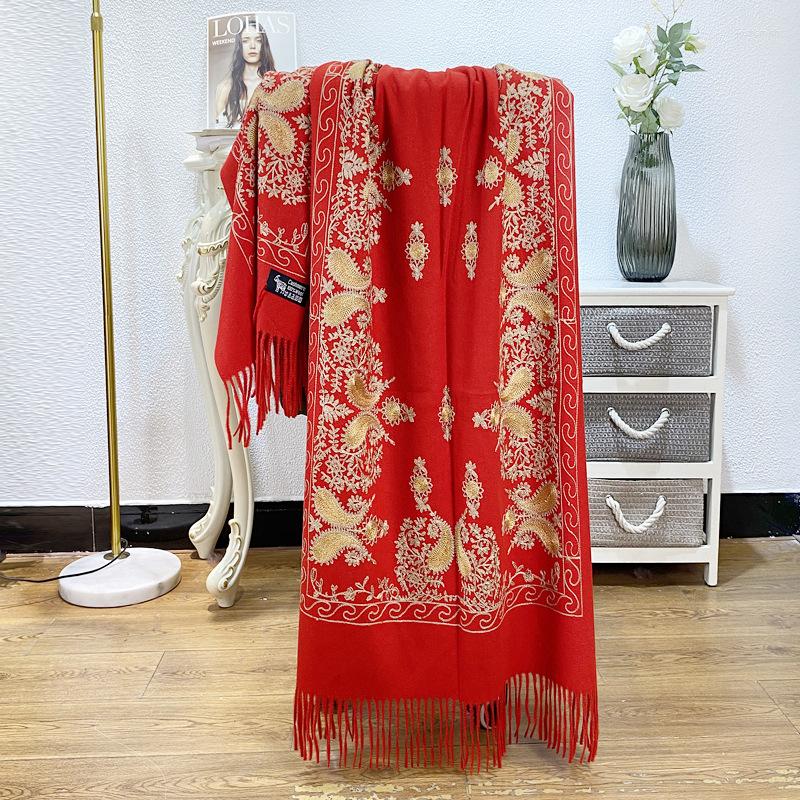 

Scarves All-Match Shawl Women Thick Warm Pashmina Cashmere Scarf 2022 Autumn Winter Oversize Soft Embroidery Blanket
