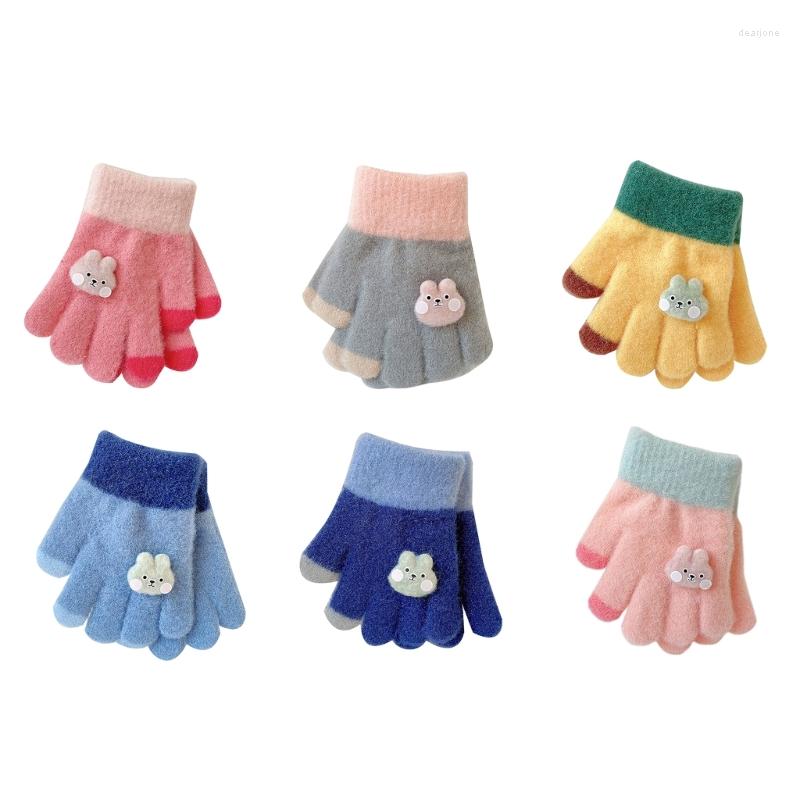 

Hair Accessories 0-3Years Baby Hand Gloves Thicken Mittens For Kids Cute Cartoon Boys Girls Winter Thick Warmer Knitted, Gray