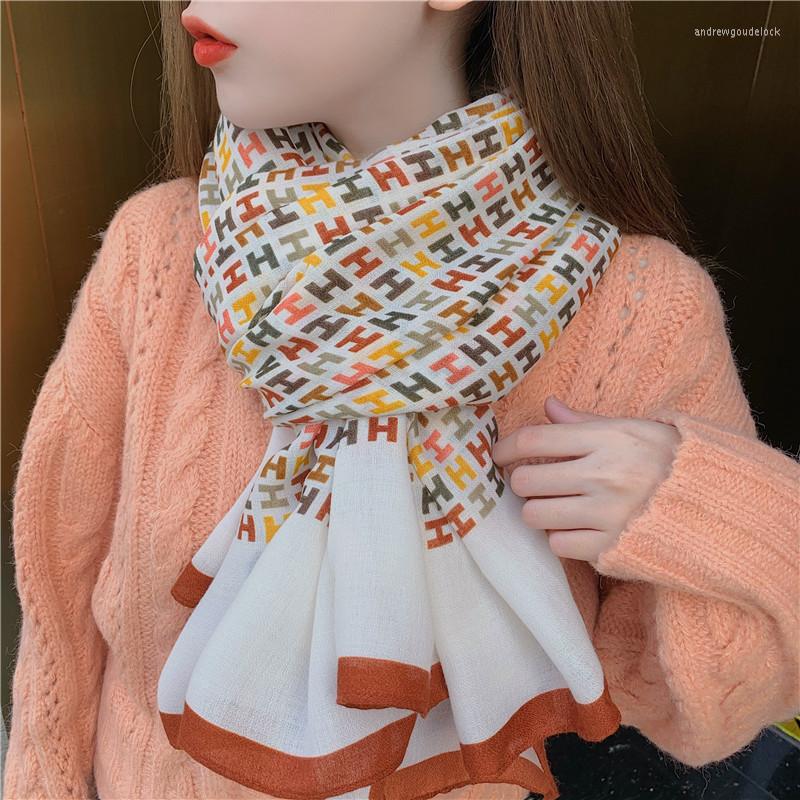 

Scarves Cotton And Linen Silk Scarf. Women's Spring Autumn Korean Version Of A Versatile Long Scarf.Thin Foreign Style Fashion Shawl