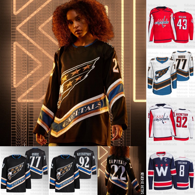 

Washington Darcy Kuemper Capitals 2022-23 Reverse Retro Jersey Alexander Ovechkin Tom Wilson Dmitry Orlov John Carlson T.J. Oshie Evgeny Kuznetsov Nicklas Backstrom, 2022-23 reverse retro youth s-xl