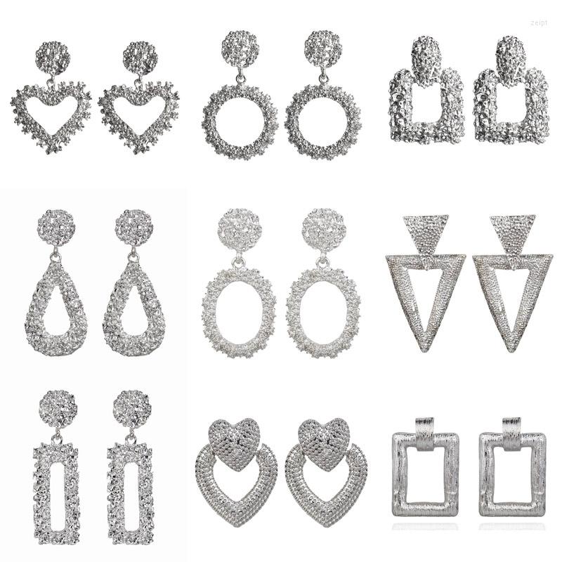 

Dangle Earrings WUKALO 2022 Vintage Large For Women Statement Geometric Gold Metal Pendant Trend Fashion Jewelry