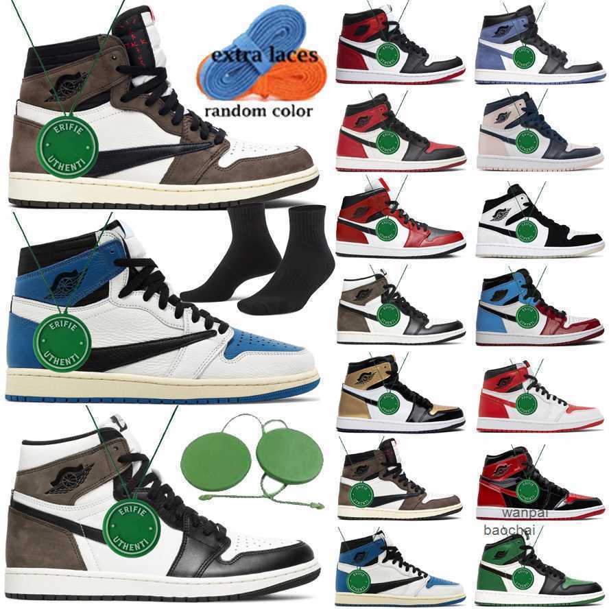 

2023 Off Unc Chicago Jumpman 1 Men Women Jordens Og Basketball Shoes 1s Mens Retros Sneaker Dark Mocha Bred Patent Royal University Blue, Color # 17