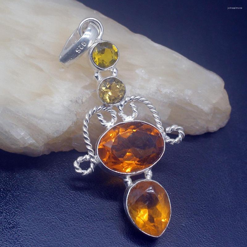 

Pendant Necklaces Gemstonefactory Jewelry Big Promotion Single Unique 925 Silver Multi Brown Topaz Citrine Women Lady Necklace 20220263
