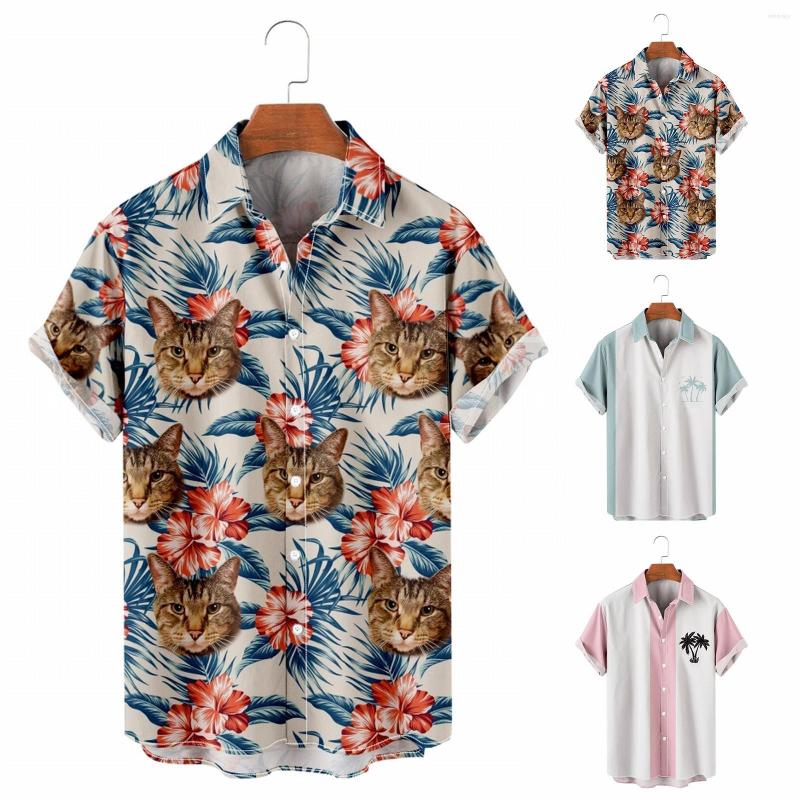 

Men's Casual Shirts Corduroy Pants Mens Printed Hawaiian Short Sleeve Button Down Beach Shirt, Blue
