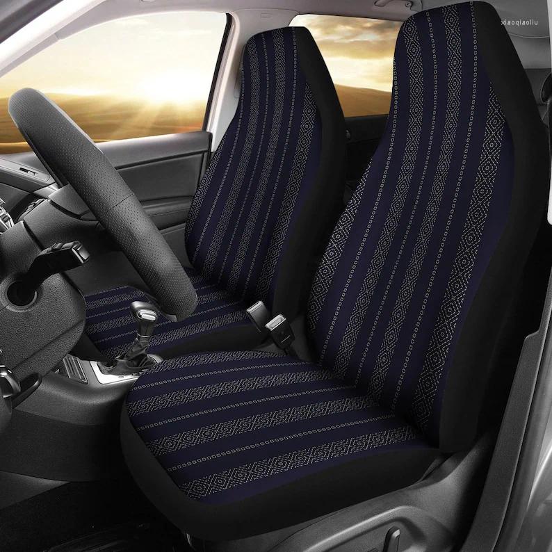 

Car Seat Covers Navy Stripes Pattern Pair 2 Front Protector Accessories