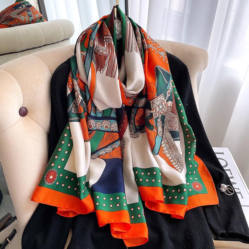 

Scarves 2022 Summer Women Silk Scarf Beach Hijab Shawls And Wraps Female Foulard Echarpe Designer Bandana