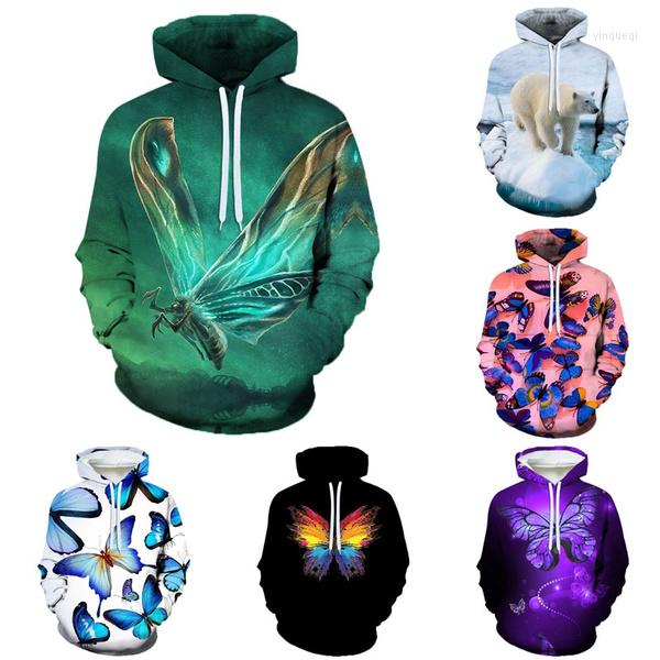 

Men's Hoodies Fashion 3D Butterfly For Unisex People Hoodie Casual Sweatshirts Autumn And Winter Plus Size, Black