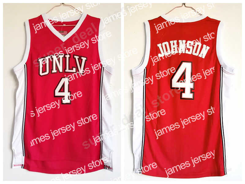 

College Basketball Wears UNLV Running REBEL Jerseys College Basketball Red 4 Larry Johnson Jersey Sport Stitched Uniforms Excellent Quality