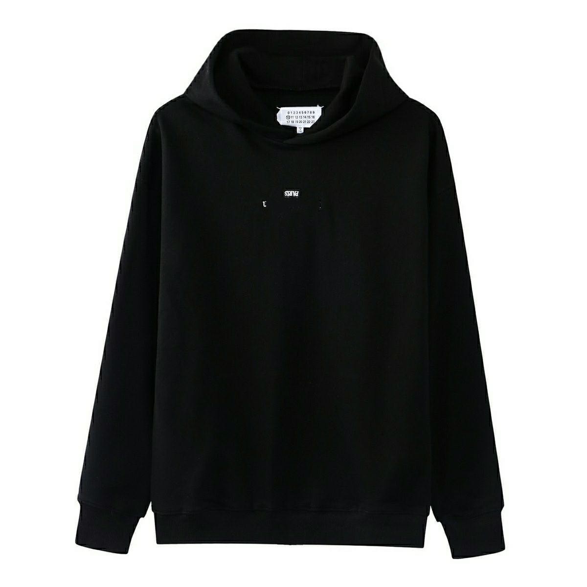 

Majella hoodie MM6 flip embroidered letters loose sweatshirt men and women with the same paragraph, Black