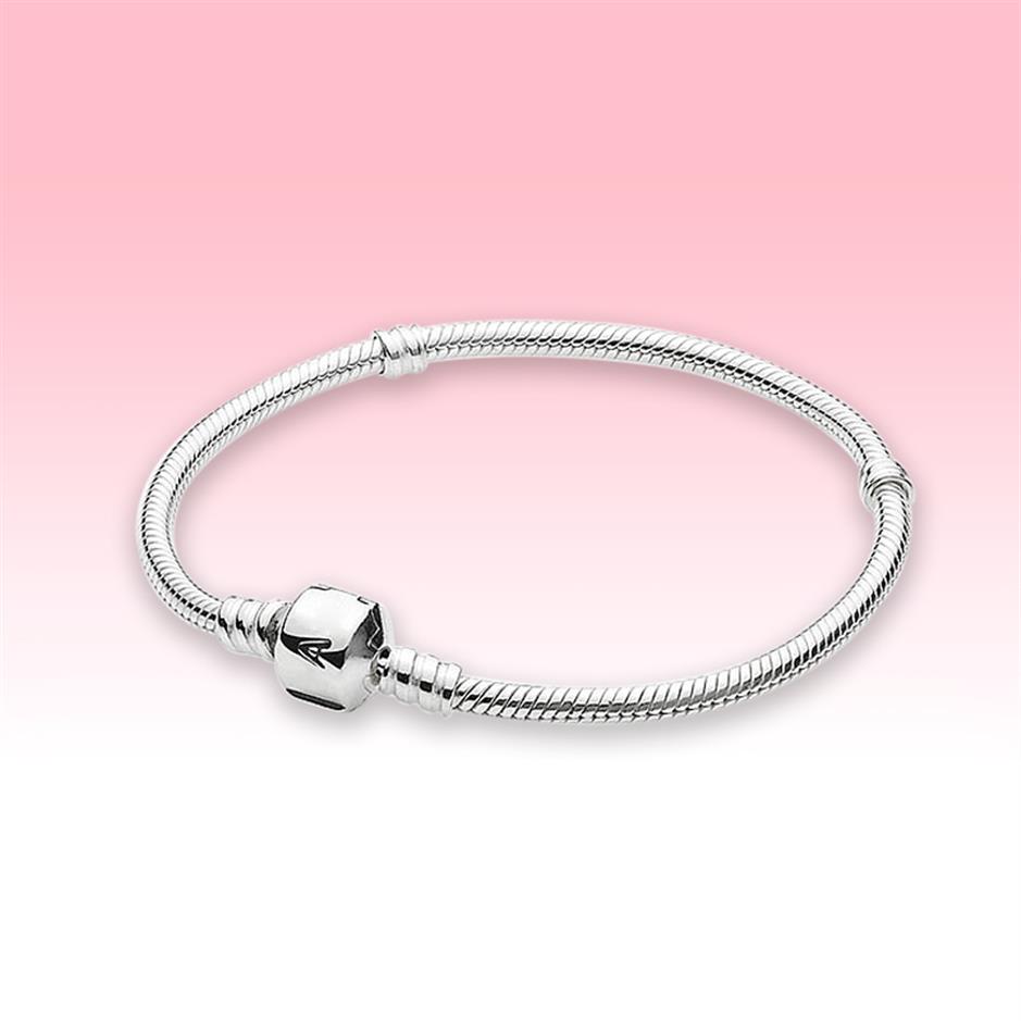 

Women Mens Bracelets 925 Sterling Silver DIY Charms Jewelry for Pandora Moments Snake Chain Bracelet with Original box High qualit315P
